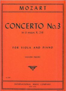 INTERNATIONAL MUSIC MOZART Violin Concerto No 3 In G K216 Transcribed For Viola & Piano