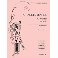 HAL LEONARD BRAHMS 12 Waltzes From Opus 39 Version For Wind Quintet & Double Bass