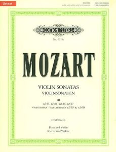 EDITION PETERS MOZART Violin Sonatas Iii K454, 481, 526, 547; Variations K359, 360