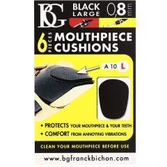 BG FRANCE A10L Large Mouthpiece Cushions 0.8mm Black (set Of 6 Pcs)
