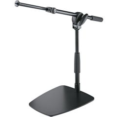 KOENIG & MEYER 25993-BLACK | Low-Level Flat Base Mic Stand W/ Short Telescopic Boom Arm