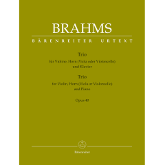 BARENREITER BRAHMS Trio For Violin, Horn (viola/cello) & Piano Op. 40