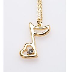 MUSIC TREASURES CO. OPEN Heart Note Gold Necklace 3/4