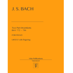 VITTA MUSIC PUB. BACH Two Part Inventions Bwv 772 - 786 Urtext With Fingering For Piano Solo