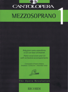RICORDI CANTOLOPERA Mezzo-soprano 1 Piano-vocal Score & Cd With Orchestral Accomp.