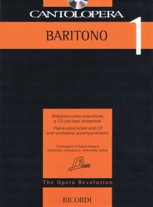 RICORDI CANTOLOPERA Baritone 1 Piano-vocal Score & Cd With Orchestral Accomp.