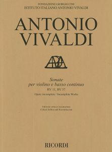 RICORDI ANTONIO Vivaldi Sonate Violin & Basso Continuo Rv11/rv37 Score