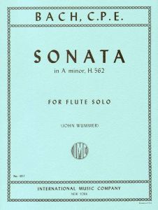 INTERNATIONAL MUSIC CPE Bach Sonata In A Minor H.562 (1747) For Flute