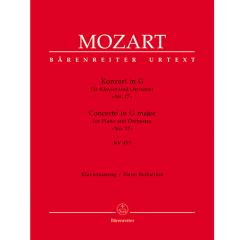 BARENREITER MOZART Concerto In G Major No.17 K.453 For Piano & Orchestra Piano Reduction