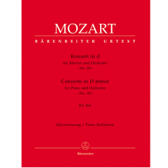 BARENREITER MOZART Concerto In D Minor No.20 Kv466 For Piano & Orchestra (piano Reduction)