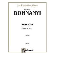 KALMUS ERNST Von Dohnanyi Rhapsody Op.11 No.3 For Piano