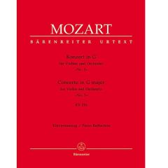 BARENREITER MOZART Concerto In G Major For Violin & Orchestra No 3 Kv 216 Piano Reduct