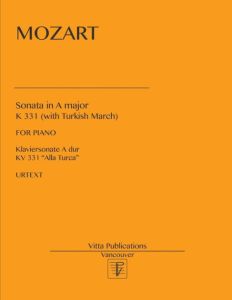 VITTA MUSIC PUB. MOZART Sonata In A Major K 331 (with Turkish March) Urtext For Piano Solo