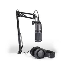 AUDIO-TECHNICA AT2020USB+PK Streaming & Podcasting Package W/mic,headphones,boom Arm & Cable