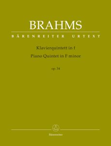 BARENREITER BRAHMS Piano Quintet F Minor Op34 For Piano/violin/viola/violoncello