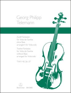 BARENREITER TELEMANN Twelve Fantasias For Viola Da Gamba Without Bass Twv 40:26-37