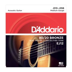 D'ADDARIO EJ12 80/20 Bronze Wound Medium Gauge Acoustic Guitar String Set