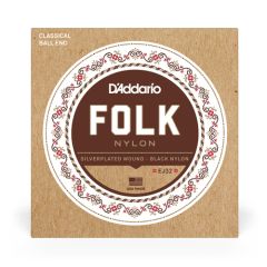 D'ADDARIO EJ32 Folk Traditional Nylon Tone Silverplated Wound/black Nylon Strings