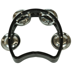 GROOVE MASTERS PERC MINI Half-moon Tambouriune 4-inch With 4 Jingles, Black