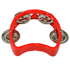 GROOVE MASTERS PERC MINI Half-moon Tambourine 4-inch With 4 Jingles, Red