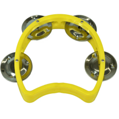 GROOVE MASTERS PERC MINI Half-moon Tambourine 4-inch With 4 Jingles, Yellow
