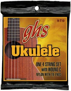 GHS H-T10 Hawaiian Tenor Ukulele 4-string Set With Wound C Nylton With Tie Ends