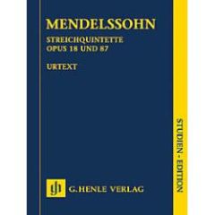 HENLE MENDELSSOHN Streichquintette Opus 18 Und 87 Henle Studien Edition