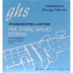 GHS SONNY Osborne Stainless Steel 5-string Banjo String Set Medium Light Loop End