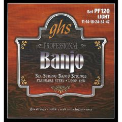 GHS PF120 Professional 6-string Banjo Strings Set Stainless Steel Loop End