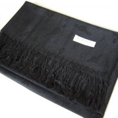 THE MUSIC GIFTS CO. PASHMINA Scarf In Black With Black Treble Clefs
