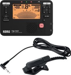 KORG TM-70CBK Handheld Combo Tuner & Metronome With Contact Microphone Black