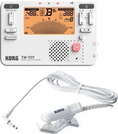 KORG TM-70CWH Handheld Combo Tuner & Metronome With Contact Microphone White