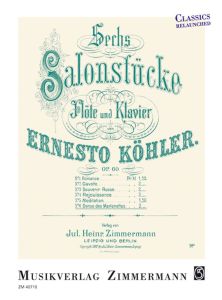 ZIMMERMANN SIX Saloon Pieces Op60/6 For Piano & Flute By Ernesto Koehler