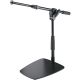 KOENIG & MEYER 25993-BLACK | Low-Level Flat Base Mic Stand W/ Short Telescopic Boom Arm