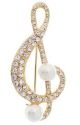 AIM GIFTS MUSIC G-clef Rhinestone With Pearl Brooch (gold)