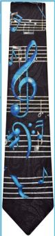 MUSIC TREASURES CO. BLACK & Blue Music Note Tie