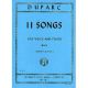 INTERNATIONAL MUSIC DUPARC 11 Songs For High Voice & Piano