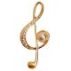 AIM GIFTS GOLD/PEARL Rhinestone G-clef Brooch