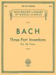 G SCHIRMER J S Bach Three Part Inventions For The Piano