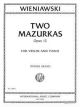 INTERNATIONAL MUSIC WIENIAWSKI Two Mazurkas Op.12 For Violin & Piano