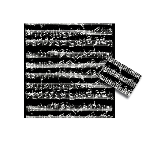 3 Sheets & 3 Tags Bach Black Music Gift Wrap 