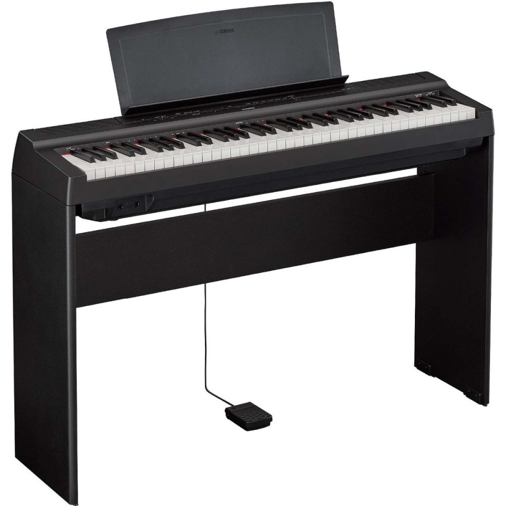 P121 BLACK SET 73-NOTE DIGITAL PIANO W/ SPEAKERS, STAND, & PEDAL