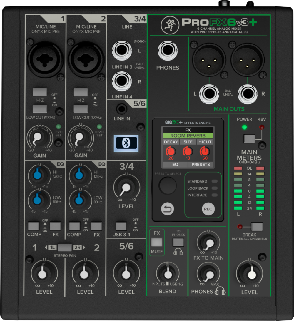 PROFX6v3 オーディオインターフェース PROFX6V3+ | 6-CHANNEL ANALOG MIXER W/ FX, USB RECORDING MODES