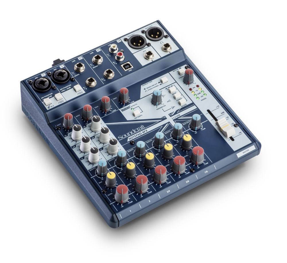 NOTEPAD 8FX | 8-CHANNE DESKTOP MIXER W/ EFFECTS & USB | Tom Lee Music