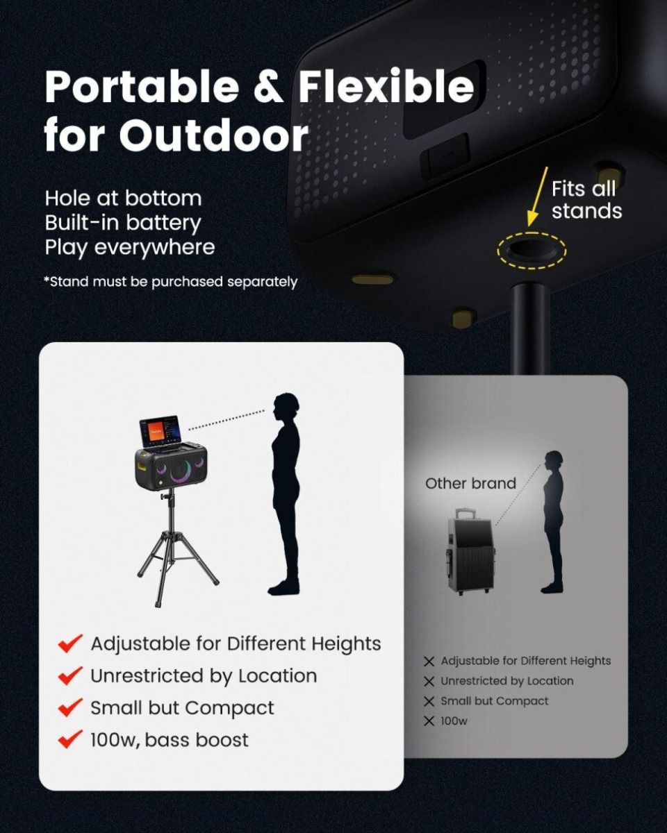BREAK X1 | PORTABLE KARAOKE MACHINE | BUILT-IN SCREEN | 2X