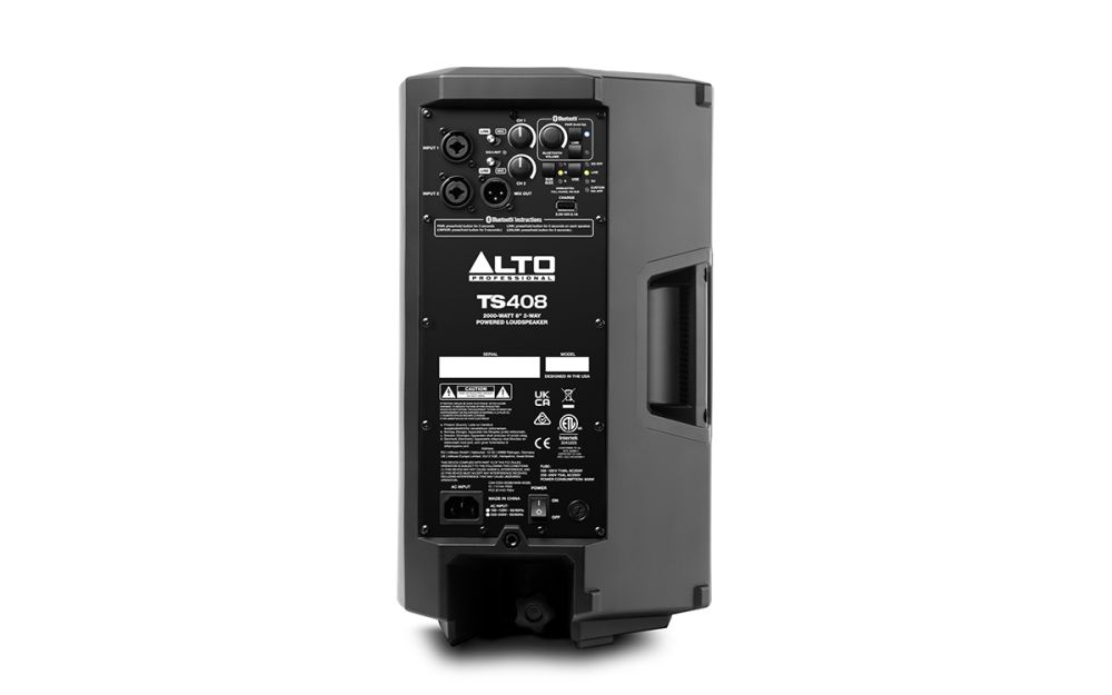 TS408 | 2000-WATT 8-INCH 2-WAY POWERED LOUDSPEAKER W/ BLUETOOTH