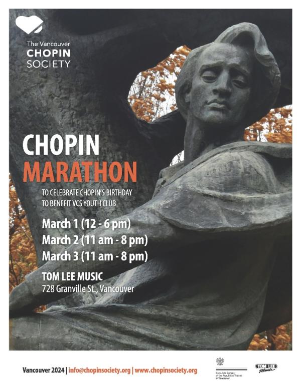 Chopin Marathon in Vancouver - Celebration of the 214th Anniversary Of Fryderyk Chopin's Birth