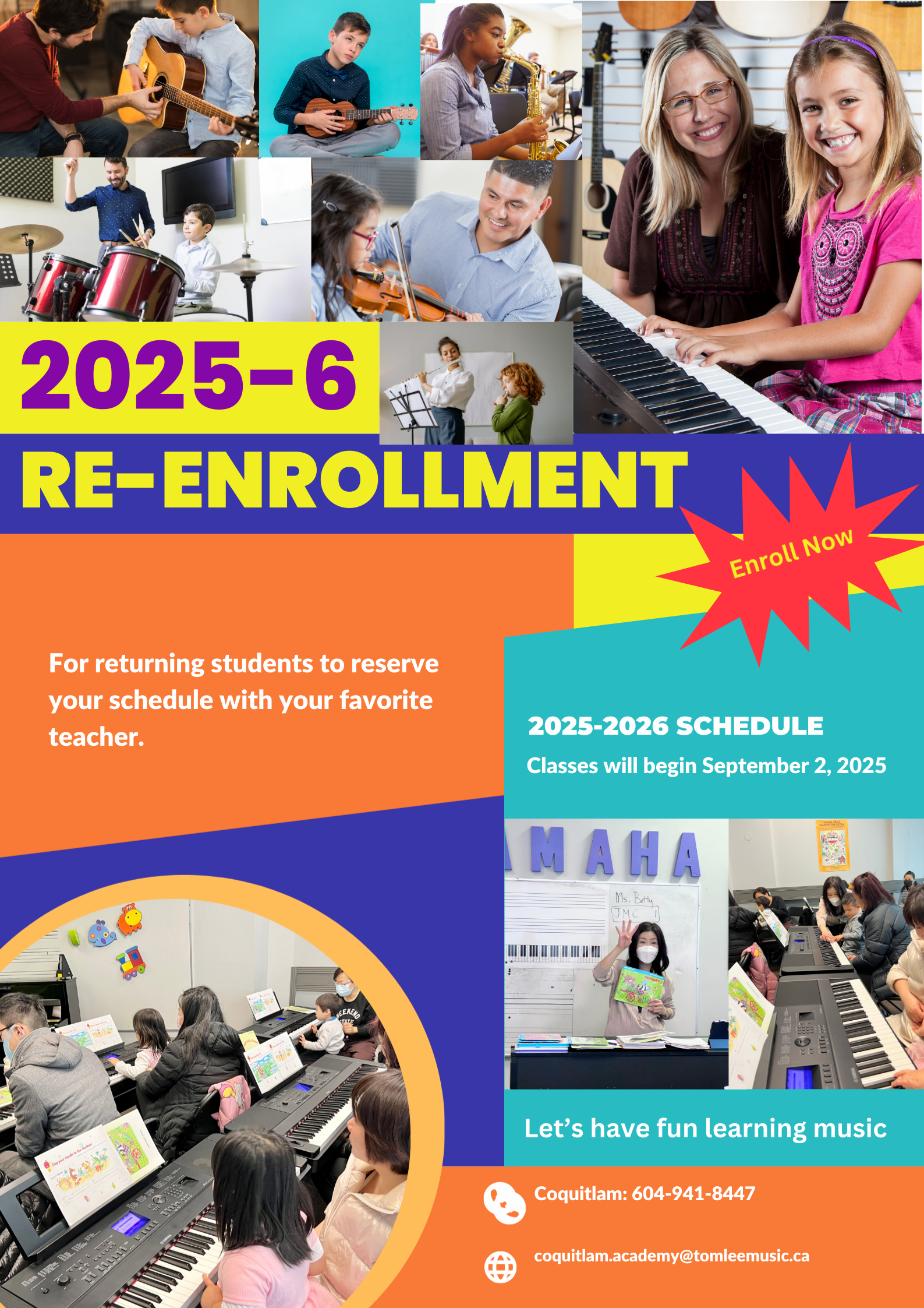 Music Lesson Re-Enrollment 2025-2026 School Year