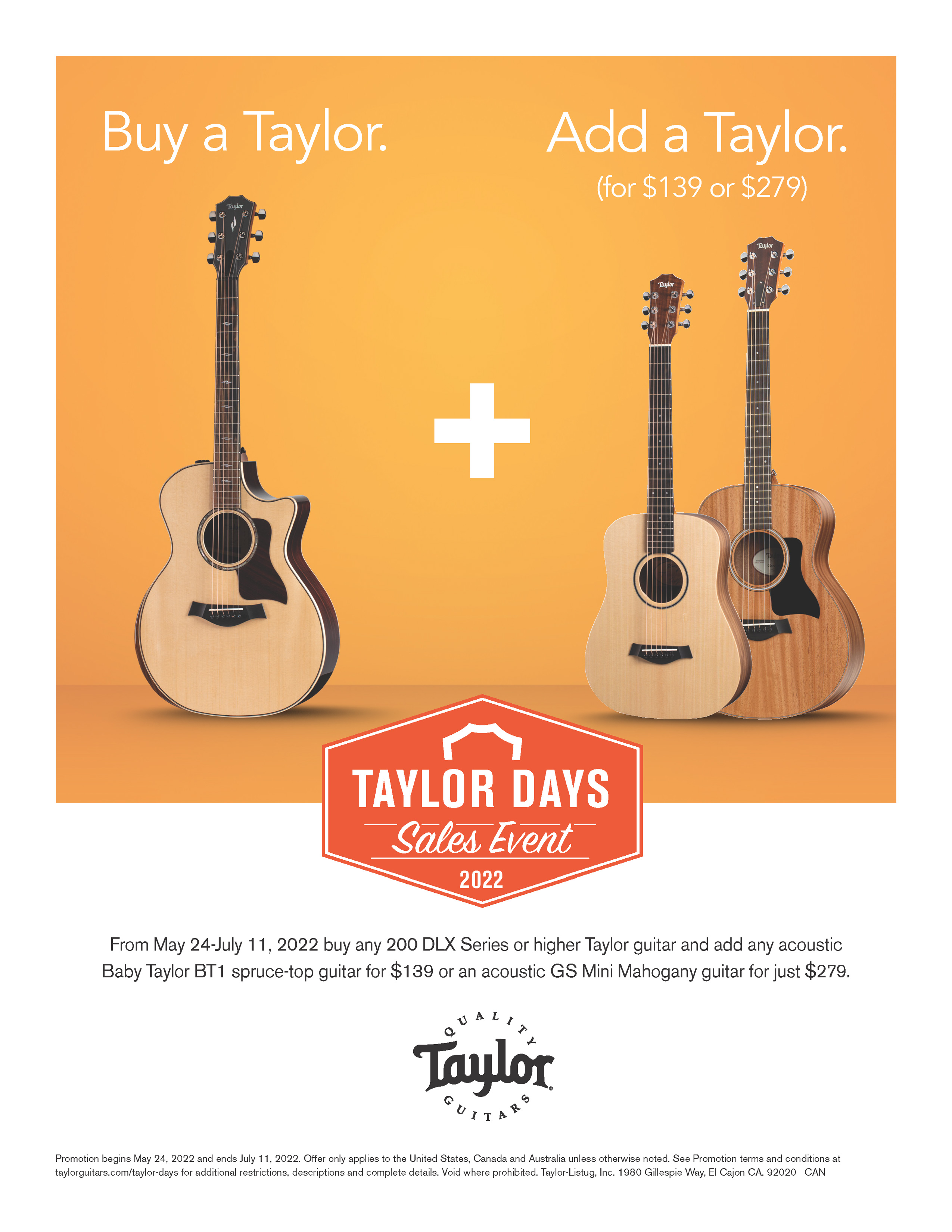 Taylor Days Sale Event
